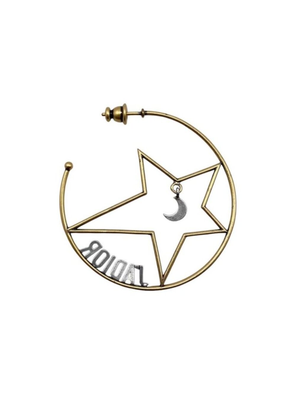 Dior Hoop Earrings Star Moon Crescent Logo Gold - Picture 3 of 14